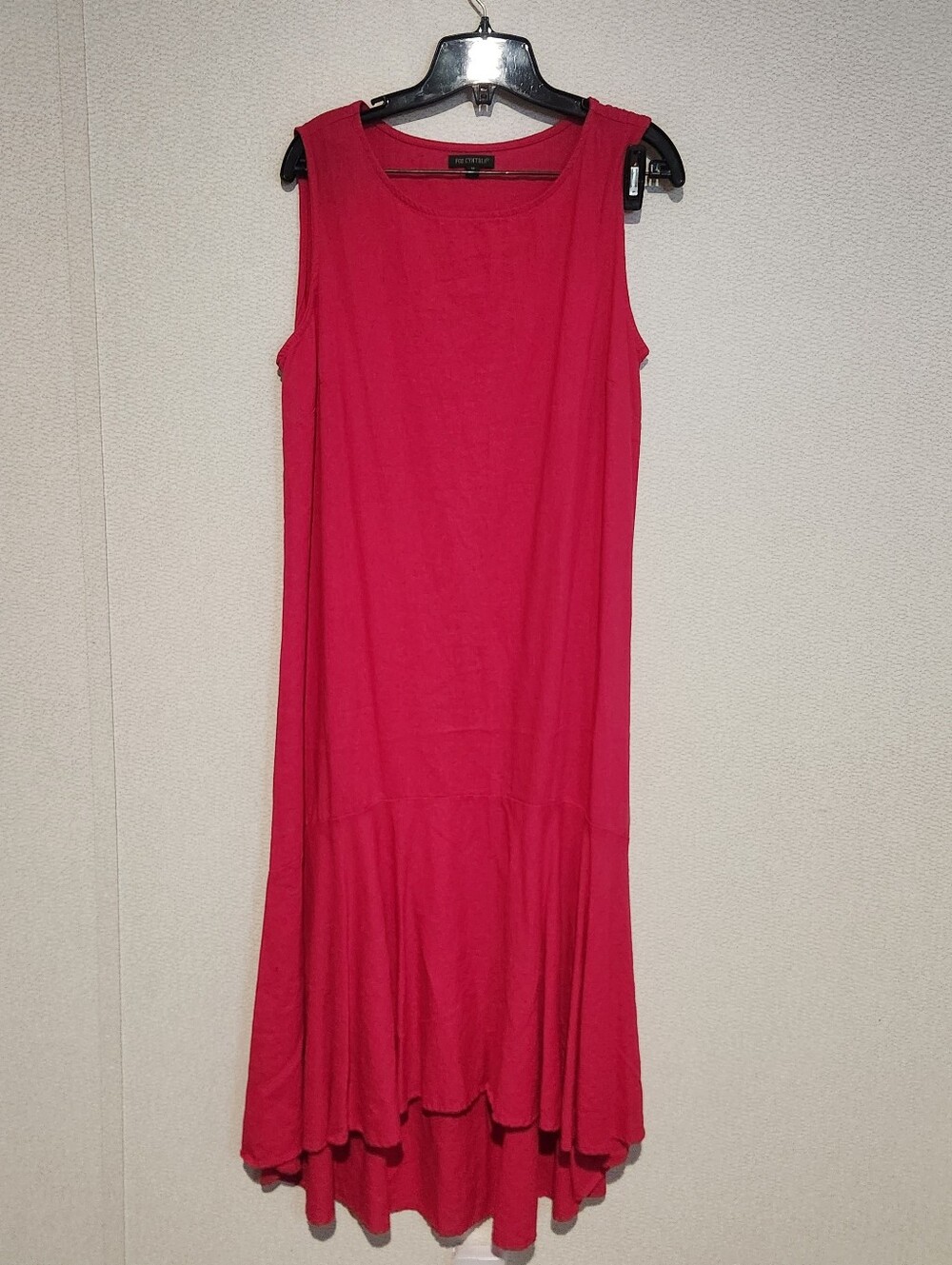 For Cynthia Linen Blend Sleeveless High-Low Hem Dress Medium Summer Flowy Beach